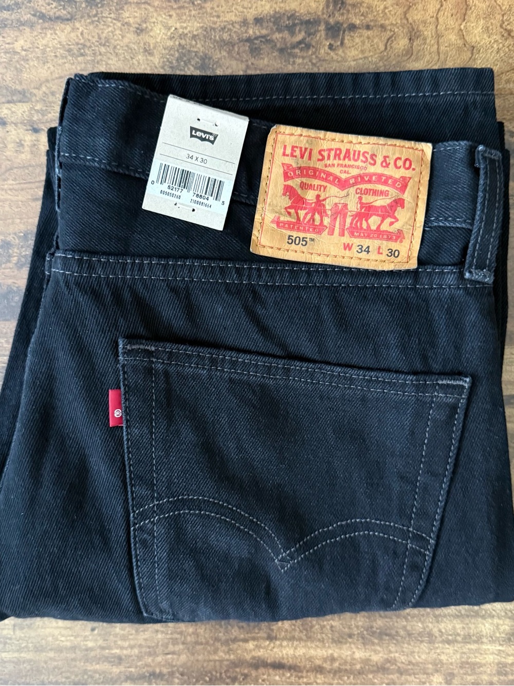 LEVI'S 505™ Regular Fit Men's Jeans, Black - Black NEW 34x30
